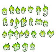 cartoon flaming green letters alphabet N6