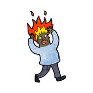 cartoon man with flaming hair N5