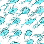Seamless pattern with funny fishes for your design