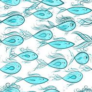 Seamless pattern with funny fishes for your design N2