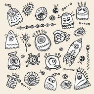 Aliens and monsters drawing set