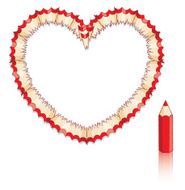 Red Pencil Shavings in Shape of Love Heart N2