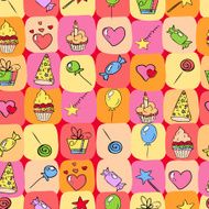 birthday hand drawn icons seamless N4