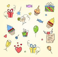 birthday elements hand drawn set