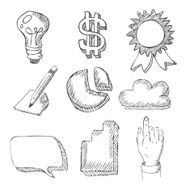 web icons hand drawn on white N2