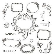 frames and design elements collection hand drawn on white N2