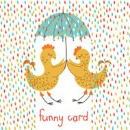 Funny card with birds