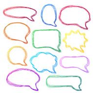 Hand-drawn colorful speech bubbles