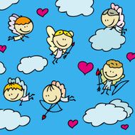 Cupid with love hearts pattern