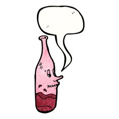 cartoon half empty wine bottle with face N4