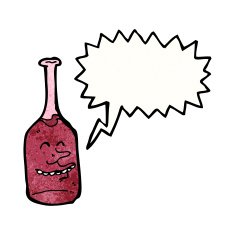 cartoon red wine bottle with speech bubble N3