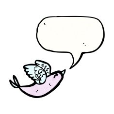 cartoon bird with speech bubble N386