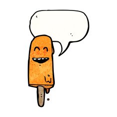 cartoon ice lolly with speech bubble N3