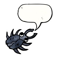 cartoon beetle with speech bubble N4