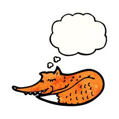 cartoon fox with thought bubble N44