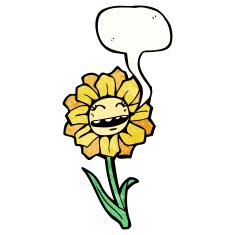 cartoon flower with speech bubble N103