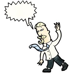 cartoon man gesturing to followers N3
