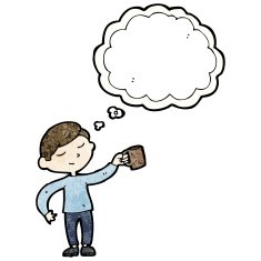 cartoon man with cup of coffee N3