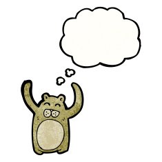 cartoon bear with thought bubble N59