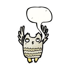 Cartoon owl with speech bubble N102