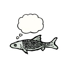 cartoon fish with thought bubble N117