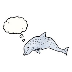 cartoon dolphin with thought bubble N3