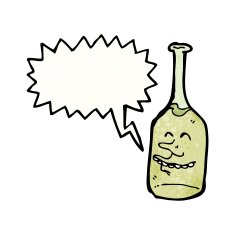 cartoon wine bottle with speech bubble N6