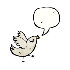 cartoon bird with speech bubble N389