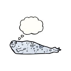 cartoon seal with thought bubble N27