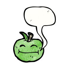 cartoon apple with speech bubble N52