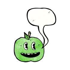 cartoon apple with speech bubble N53