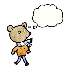 cartoon bear with thought bubble N60