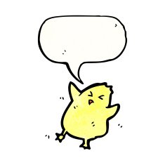cartoon little bird with speech bubble N8