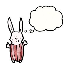 cartoon rabbit with thought bubble N125