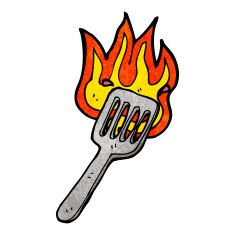 cartoon burning spatula N3