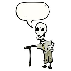cartoon old skeleton talking N3