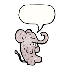 cartoon elephant with speech bubble N18