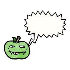cartoon apple with speech bubble N54