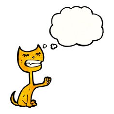 cartoon cat with thought bubble N180