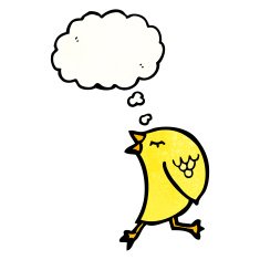 cartoon bird with thought bubble N418