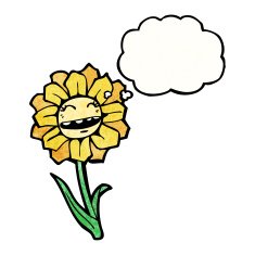 cartoon flower with thought bubble N66