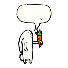 cartoon rabbit holding carrot N3