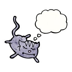 cartoon cat with thought bubble N181