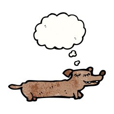 cartoon little dog with thought bubble N46