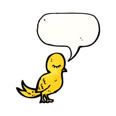 cartoon bird with speech bubble N390