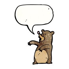cartoon bear with speech bubble N54