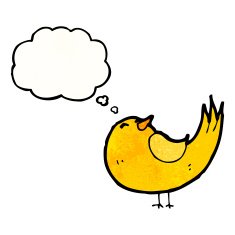 cartoon bird with thought bubble N423