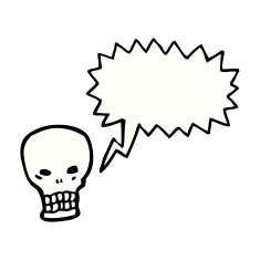 shrieking skull with speech bubble cartoon N3