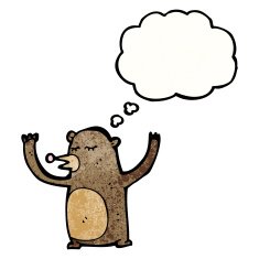 funny bear with thought bubble cartoon N7