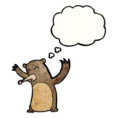 funny bear with thought bubble cartoon N8